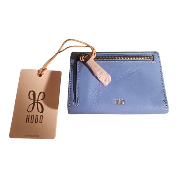 NWT HOBO INTERNATIONAL JILL Mini WALLET TRANQUIL BLUE billfold trifold coin zip - Picture 2 of 6